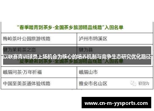 以联赛青训球员上场机会为核心的培养机制与竞争生态研究优化路径 以联赛青训球员上场机会为核心的培养机制与竞争生态研究优化路径